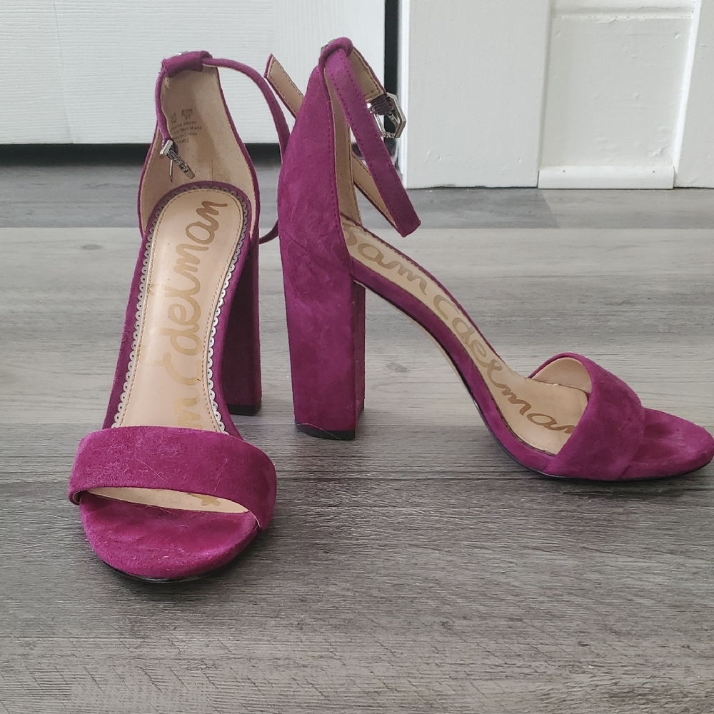 Sam Edelman Women's Purple Plum Suede Heeled Sandals
